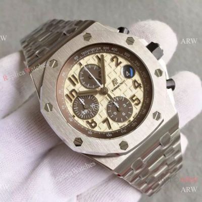 Swiss Audemars Piguet 3126 Fake Watch Milk Face Arabic markers